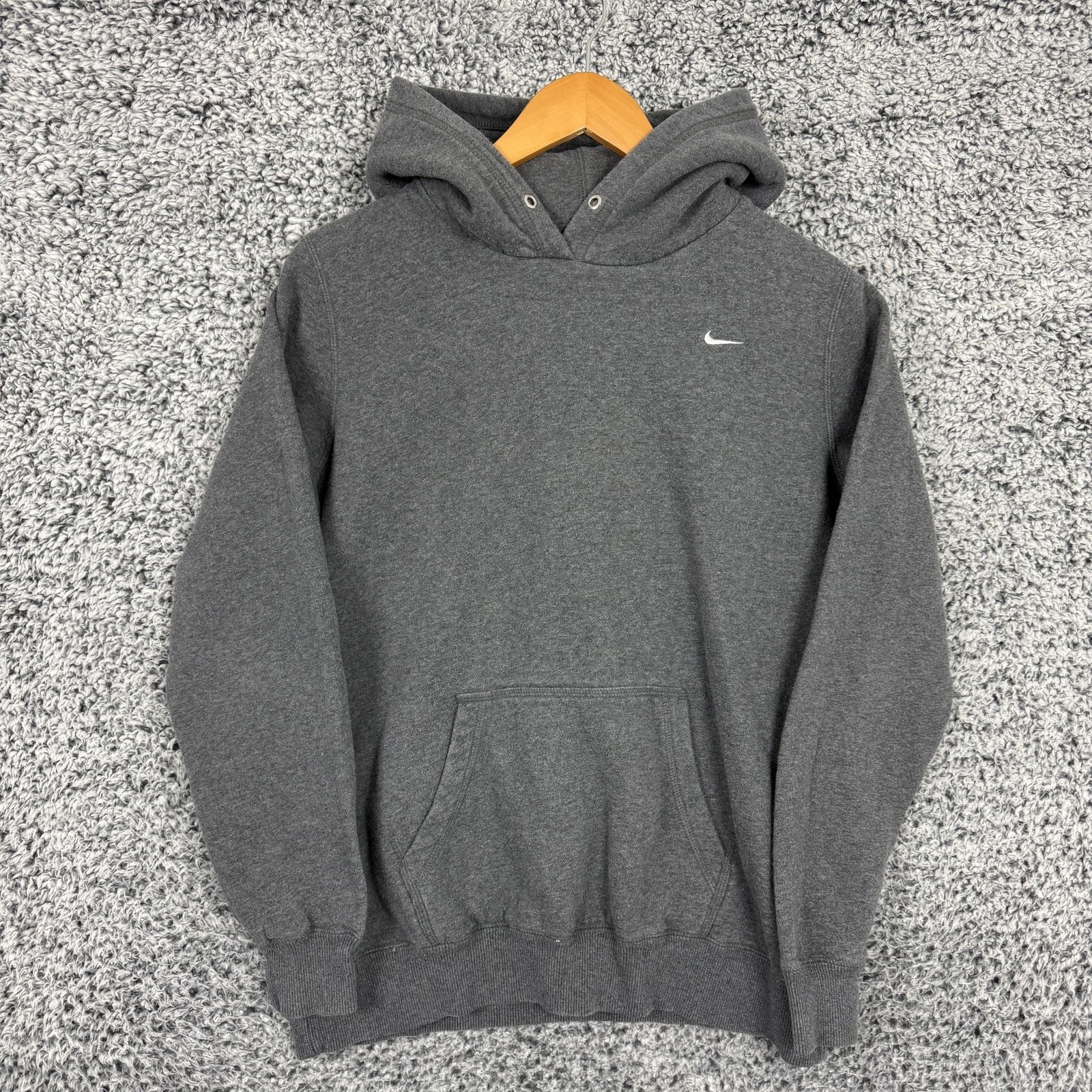 Nike Hoodie Adult Xl Gray Sweatshirt Pullover Swoosh Embroidered Pocket Mens